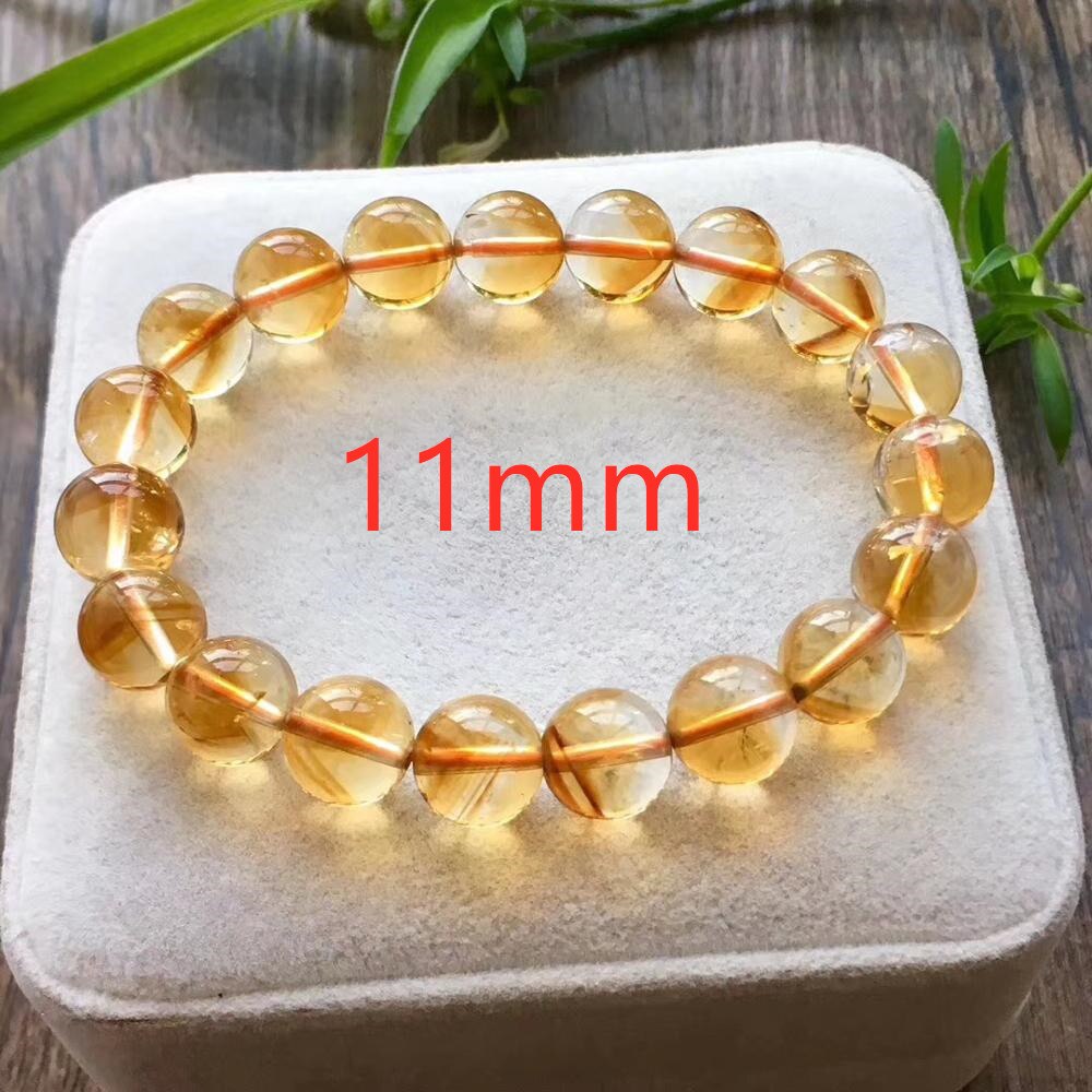 Genuine Natural Citrine Yellow Gemstone Round Beads Bracelet 8mm 9mm 10mm 11mm 12mm Brazil Wealthy Stone Women Men AAAAA