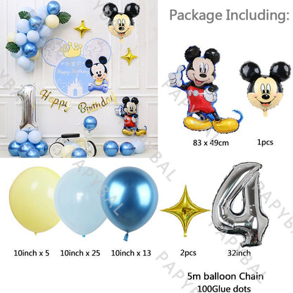 1Set Mickey Mouse Party Balloons Set Arch Garland Kit For Birthday Wedding Decoration Supplies Kids Gifts Baby Shower Globos