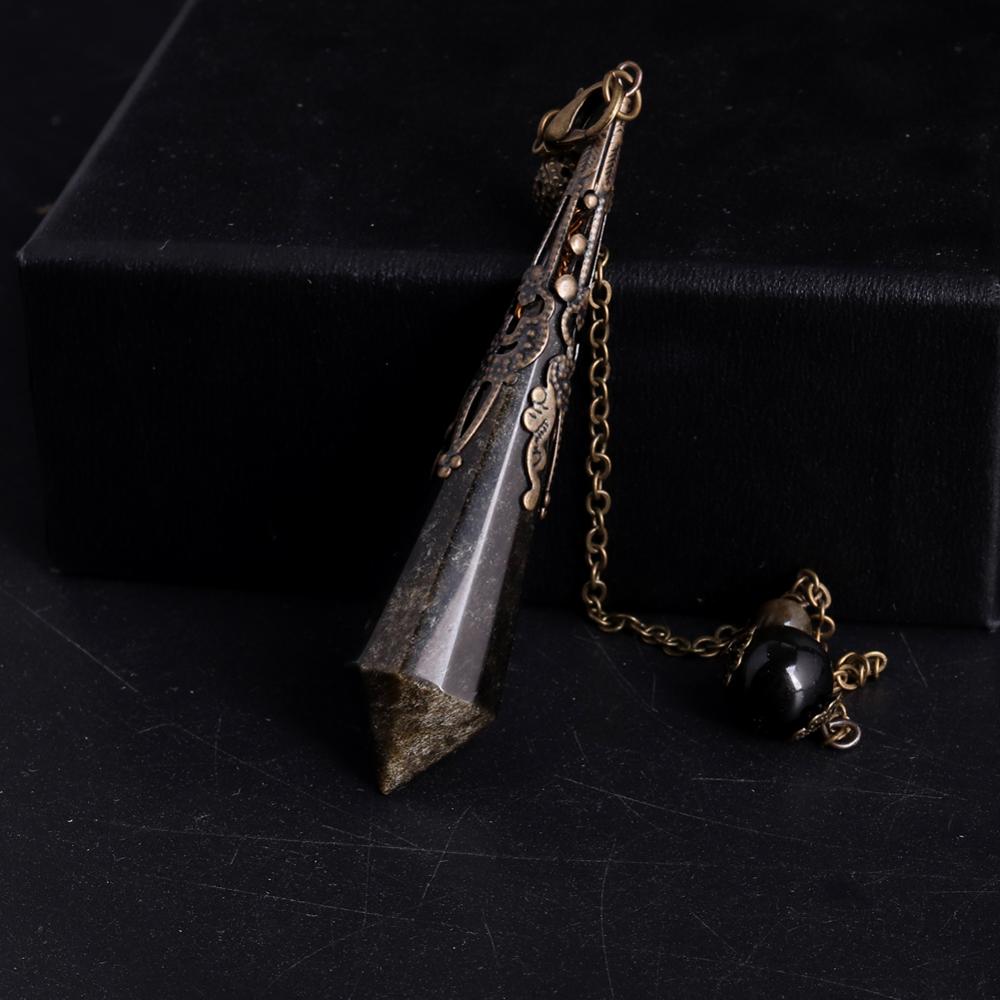 High Quality Natural Black Stone Facet Obsidian Pendulum for Dowsing Pendant Amulet  Crystal Divination Chakra Necklace Jewelry