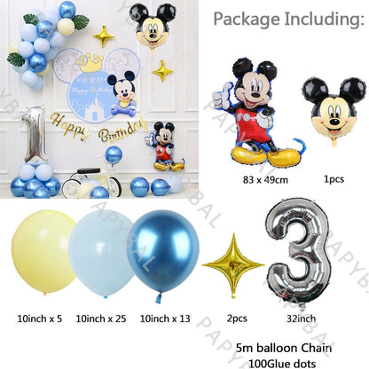 1Set Mickey Mouse Party Balloons Set Arch Garland Kit For Birthday Wedding Decoration Supplies Kids Gifts Baby Shower Globos