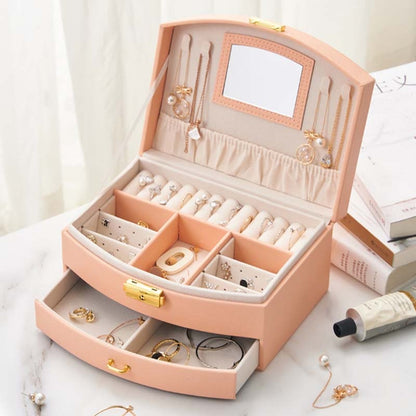 Women's Jewelry Box Travel Jewelry Case Organizer Display With Mirror Leather Gift Boxes For Women