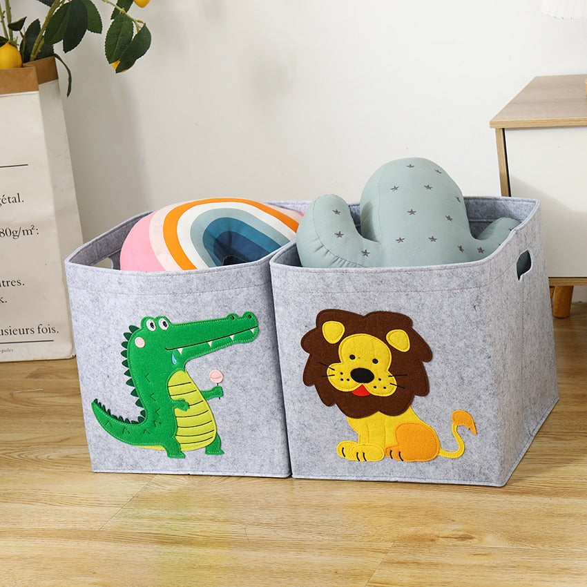 2022 New Cube Folding Thickened Felt Fabric Storage Box For Cartoon Toys Organizer Home Laundry Basket Clothes Storage Basket