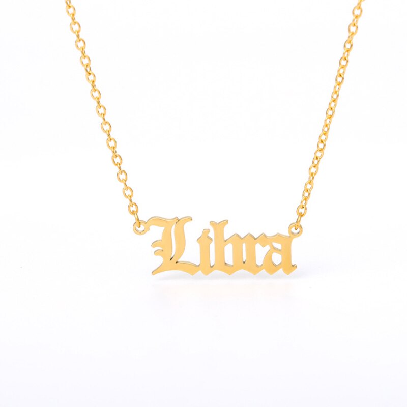 3-colors 12 constellation stars zodiac letter necklace stainless steel pendant necklace women long chain necklace friend gift