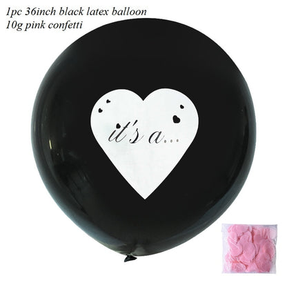 1pc 36inch Boy or Girl Balloon Black Latex Ballon with Confetti Gender Reveal Globos Baby Shower Gender Reveal Party Decoration