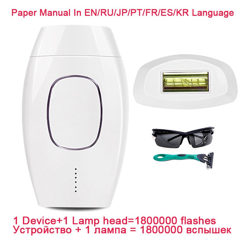 1800000 Flash Permanent IPL Epilator Hair Removal depiladora facial Laser photoepilator Painless Hair Remover Multilingual manua