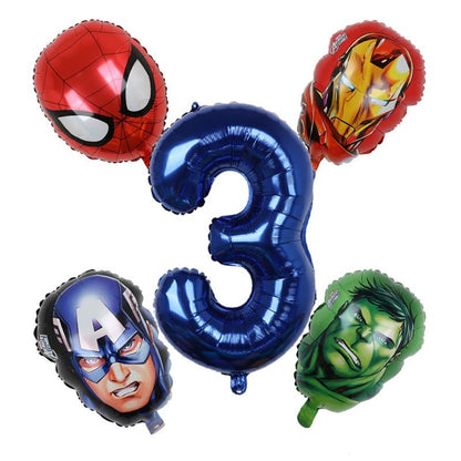 1set 3D Big Spider Super Hero Man Mylar Foil Balloon Number Foil Balloons Birthday Party Decoration Supplies Children's Gifts