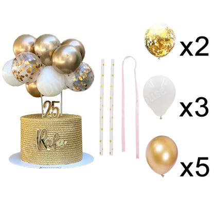 10pcs/Set 5 Inch Balloon Cake Topper Rose Gold Balloon Cake Toppers for Baby Shower Birthday Party Wedding Decorations