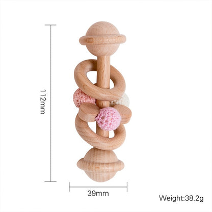 1pc Baby Toys Beech Wooden Rattle Hand Bells Toys Of Newbron Montessori Educational Toys Mobile Rattle Wooden Ring Baby Products