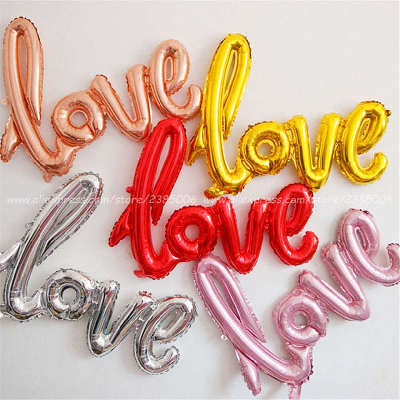 Ligatures Love Letter Foil Balloon Anniversary Wedding Valentines Birthday Party Decoration Champagne Cup Photo Props