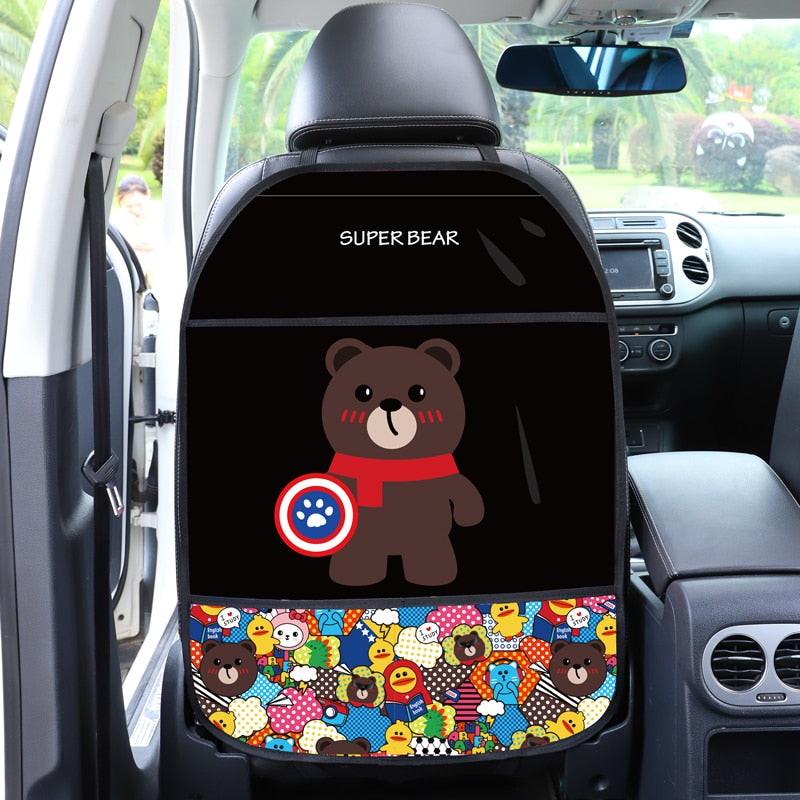 1PCS Car Seat Back Cover Protector for Kids Cartoon Car Anti Kick Mat with Bag Waterproof Car Seat Back Protector Anti Kick Pad