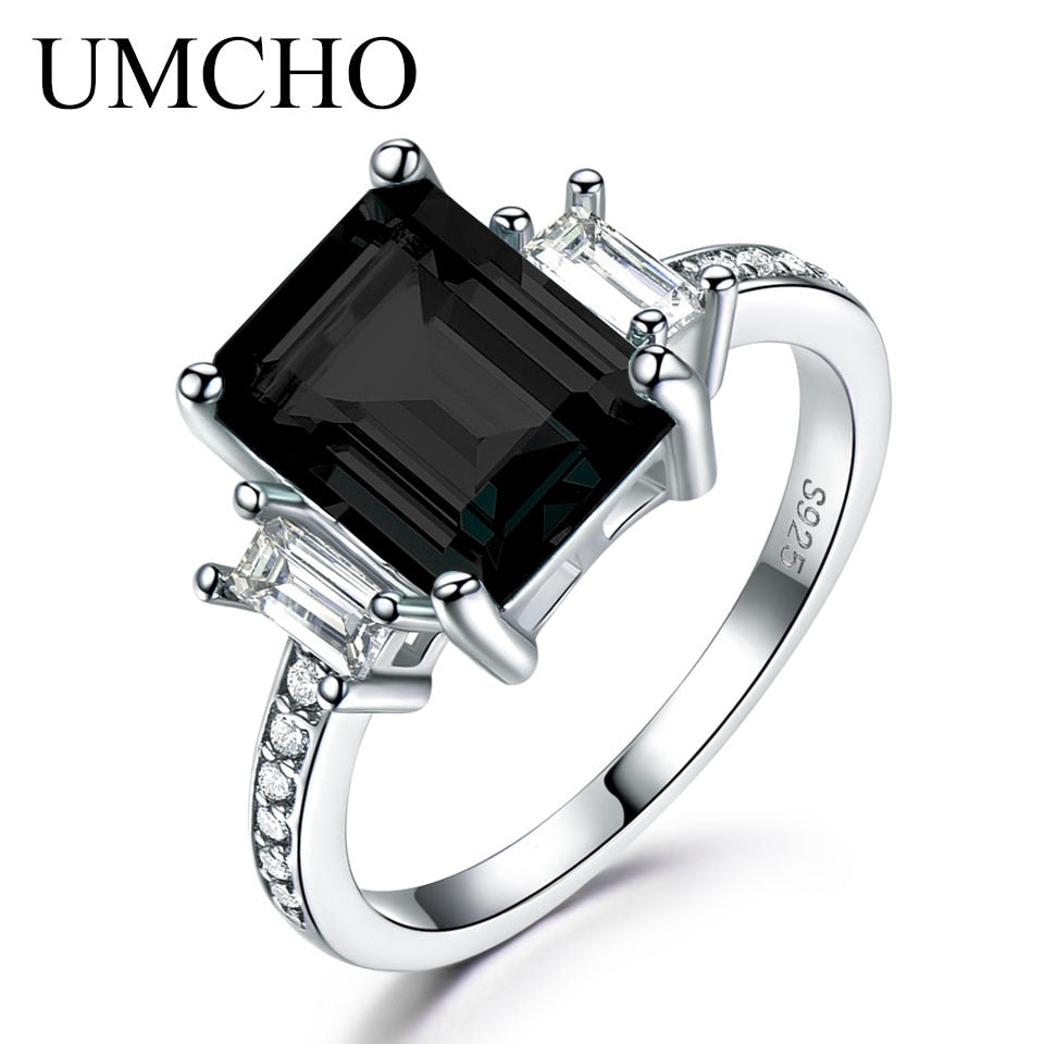 UMCHO Solid Sterling Silver Cushion Morganite Gemstone Rings For Women Engagement Anniversary Band Valentine's Gift Ring Set