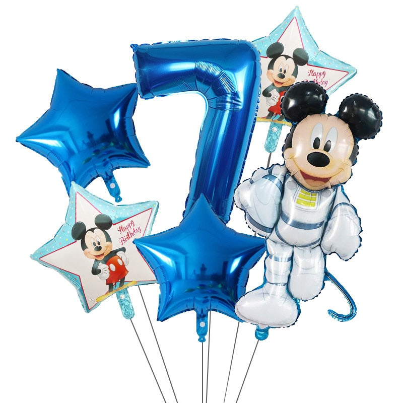 6Pcs Disney Minnie Foil Balloons Set Mickey Mouse Balloon Birthday Party Decoration Baby Shower Kids Toy Air Globos Supplies