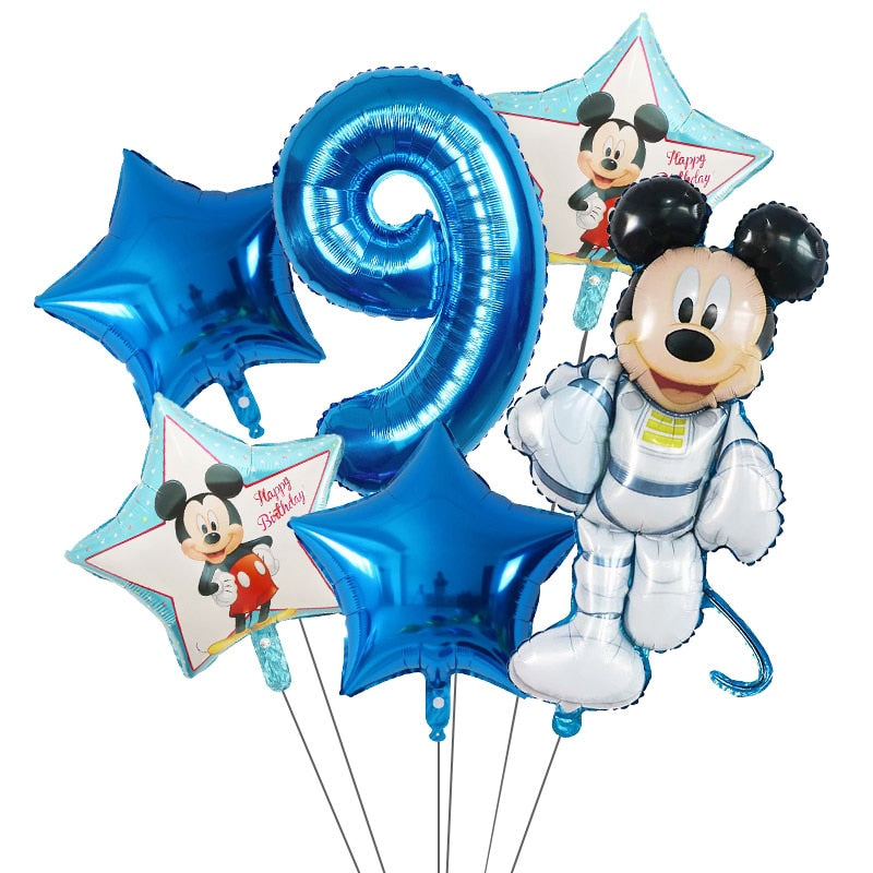 6Pcs Disney Minnie Foil Balloons Set Mickey Mouse Balloon Birthday Party Decoration Baby Shower Kids Toy Air Globos Supplies