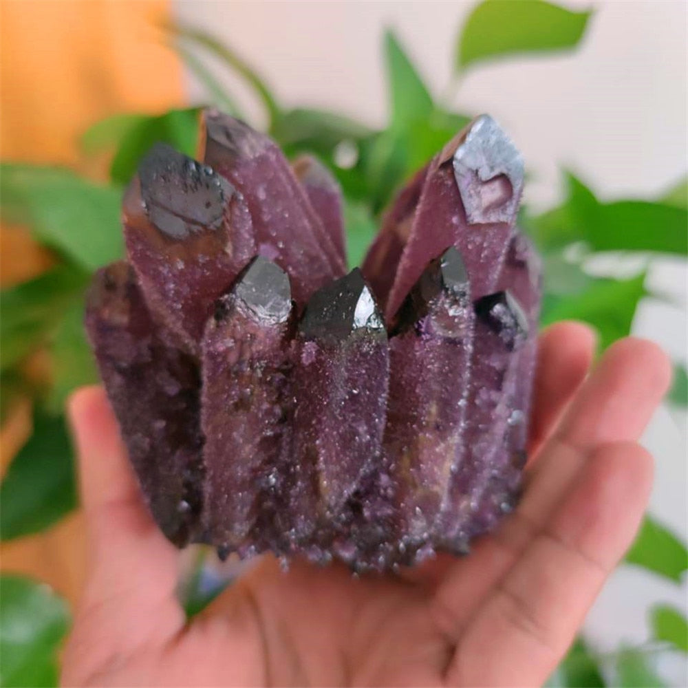 300-800g Natural purple ghost quartz crystal cluster healing crystals raw gemstone specimen for home&amp;office decoration Synthetic