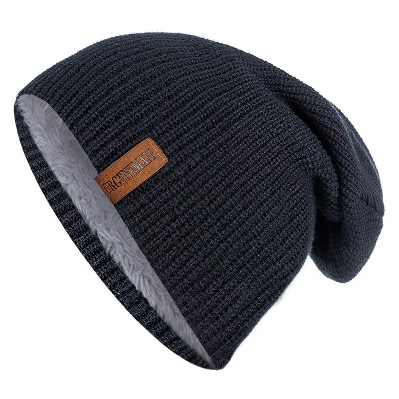 New Unisex Letter Beanie Hat Leisure Add Fur Lined Winter Hats For Men Women Keep Warm Knitted Hat Fashion Solid Ski Bonnet Cap