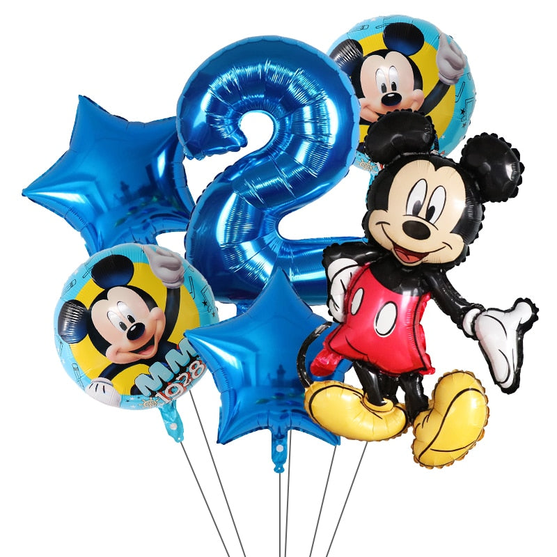 6Pcs Disney Minnie Foil Balloons Set Mickey Mouse Balloon Birthday Party Decoration Baby Shower Kids Toy Air Globos Supplies