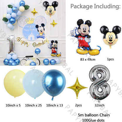 1Set Mickey Mouse Party Balloons Set Arch Garland Kit For Birthday Wedding Decoration Supplies Kids Gifts Baby Shower Globos