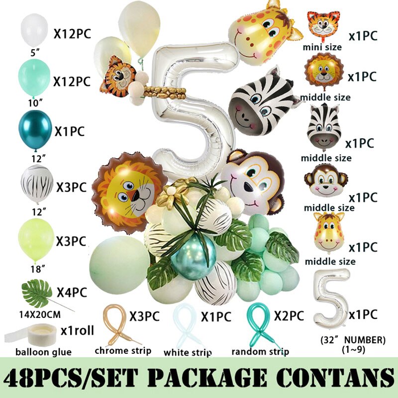 Wild One Birthday Party Decor Animal Tableware Set Balloon Arch Garland Safari Jungle Decoration Baby Shower 1st Birthday Boy