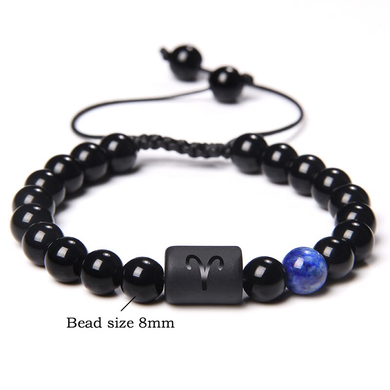 12 Zodiac Signs Constellation Couples Bracelet Natural Stone Beads Braided Bracelet  for Women Men Friend Birthday Jewelry Gift