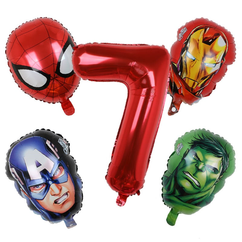 1set 3D Big Spider Super Hero Man Mylar Foil Balloon Number Foil Balloons Birthday Party Decoration Supplies Children&#39;s Gifts