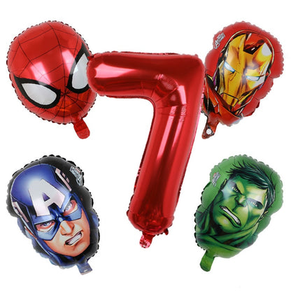 1set 3D Big Spider Super Hero Man Mylar Foil Balloon Number Foil Balloons Birthday Party Decoration Supplies Children's Gifts