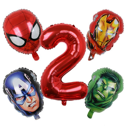 1set 3D Big Spider Super Hero Man Mylar Foil Balloon Number Foil Balloons Birthday Party Decoration Supplies Children's Gifts