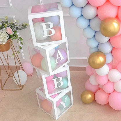 Baby Shower Decoration Boy Girl Transparent Balloon Box Letter Frist 1st Birthday Wedding Party Gender Reveal Baptism Decoration