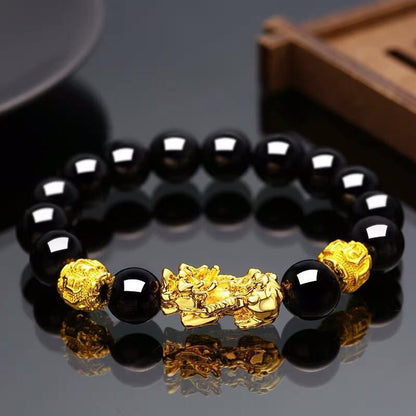 Feng Shui Men's Lucky Prayer Beads Bracelet for Men Women Wristband Gold Color Pixiu Wealth and Good Luck Changing Bracelets