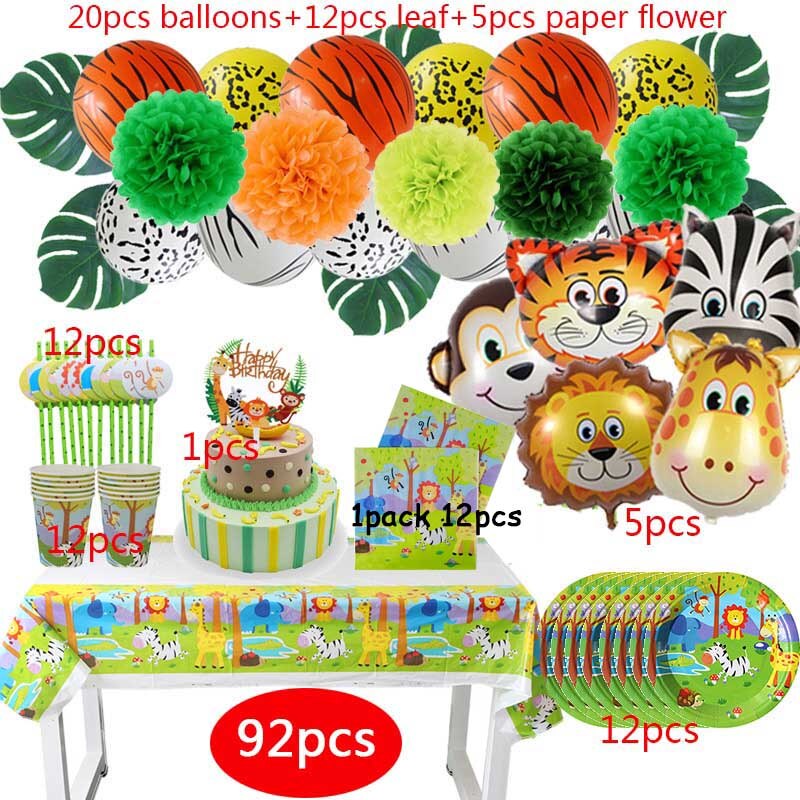 Wild One Birthday Party Decor Animal Tableware Set Balloon Arch Garland Safari Jungle Decoration Baby Shower 1st Birthday Boy