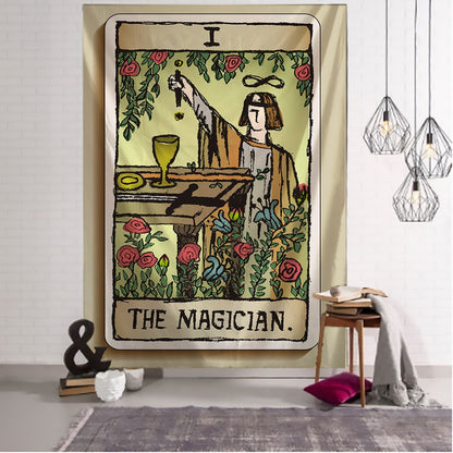 Color Illustration Tarot Tapestry Creative Dark Witchcraft Room Headboard Arras Carpet Astrology Blanket Home Decoration