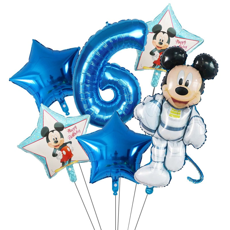 6Pcs Disney Minnie Foil Balloons Set Mickey Mouse Balloon Birthday Party Decoration Baby Shower Kids Toy Air Globos Supplies