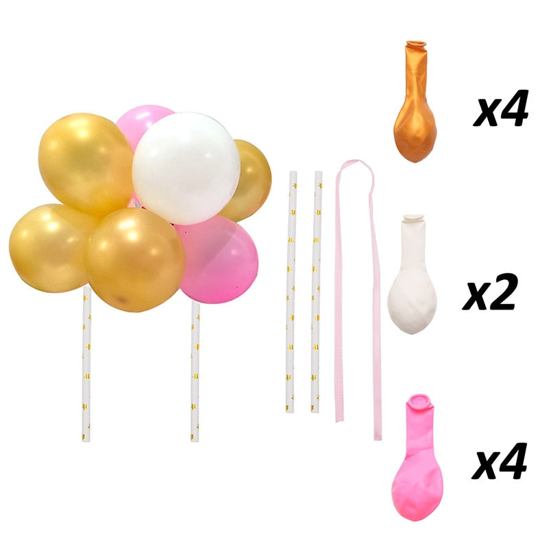 10pcs/Set 5 Inch Balloon Cake Topper Rose Gold Balloon Cake Toppers for Baby Shower Birthday Party Wedding Decorations