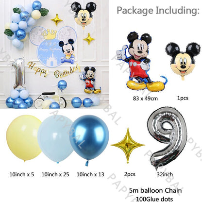 1Set Mickey Mouse Party Balloons Set Arch Garland Kit For Birthday Wedding Decoration Supplies Kids Gifts Baby Shower Globos