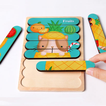 Children Wooden Educational Montessori Toys Magnetic Maze Handwriting Pen Push Beads Small Animals Labyrinth Track Toys For Kids