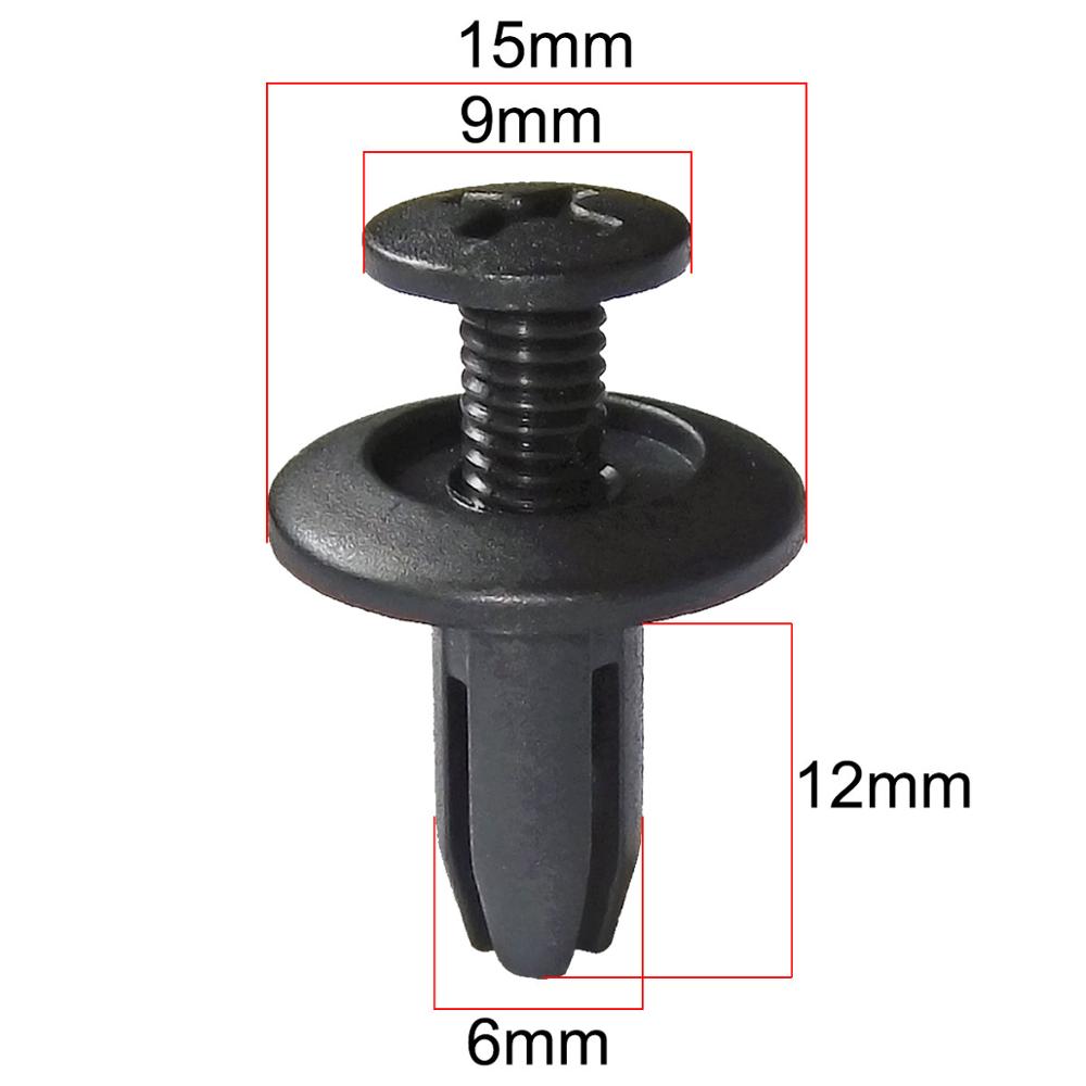 10~ 50pcs Car 6mm Hole Plastic Rivets Fastener Push Clip Black Auto Vehicle Door Trim Panel Retainer Fastener Clips For Toyota