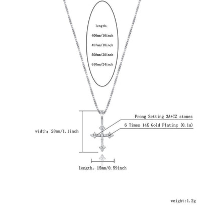 TOPGRILLZ 925 Sterling Silver Women Pendant Iced Cubic Zirconia Cross Pendant Fashion Hip Hop Jewelry For Gift