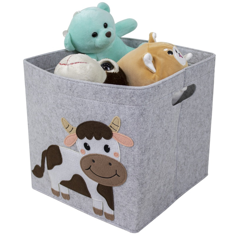 2022 New Cube Folding Thickened Felt Fabric Storage Box For Cartoon Toys Organizer Home Laundry Basket Clothes Storage Basket