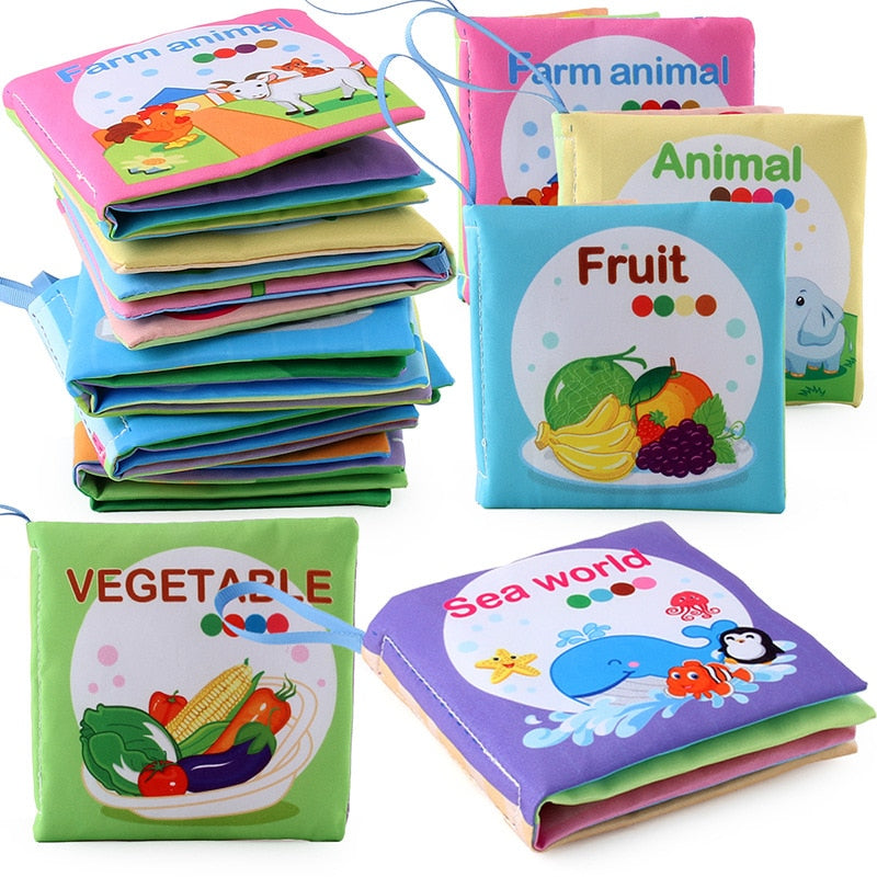 Baby Soft Cloth Book for Newborns 0-12 Months 3D Book Animal Family Cognitive Montessori Early Educational Toys for Kids Gift