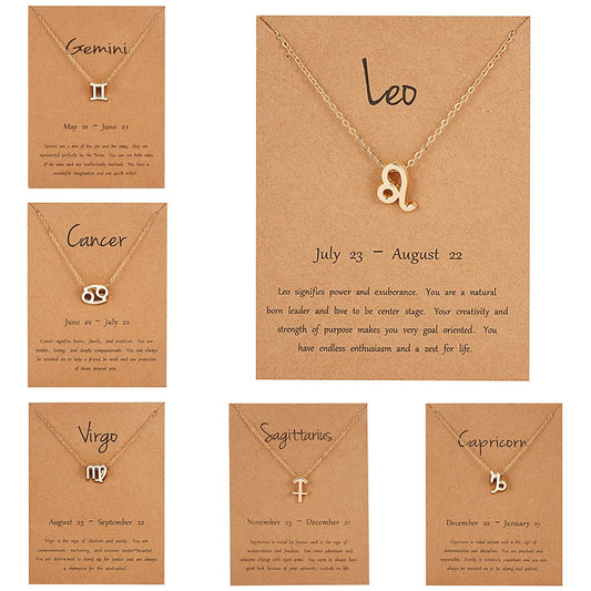 New Constellation Zodiac Sign Necklaces Jewelry for Women Girls Designed 12 Horoscope Taurus Aries Leo Necklaces Jewelry Gifts