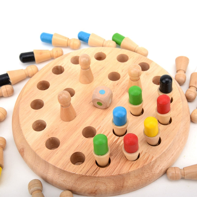 Montessori Kids party game Wooden Memory Match Stick Chess Game Fun Block Board Game 3D Puzzle Educational Color Cognitive Toy
