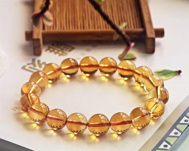 Natural Yellow Citrine Quartz Crystal Clear Round Beads Bracelet From Brazi 10mm 11mm 12mm 13mm Gemstone Wealthy Stone AAAAA