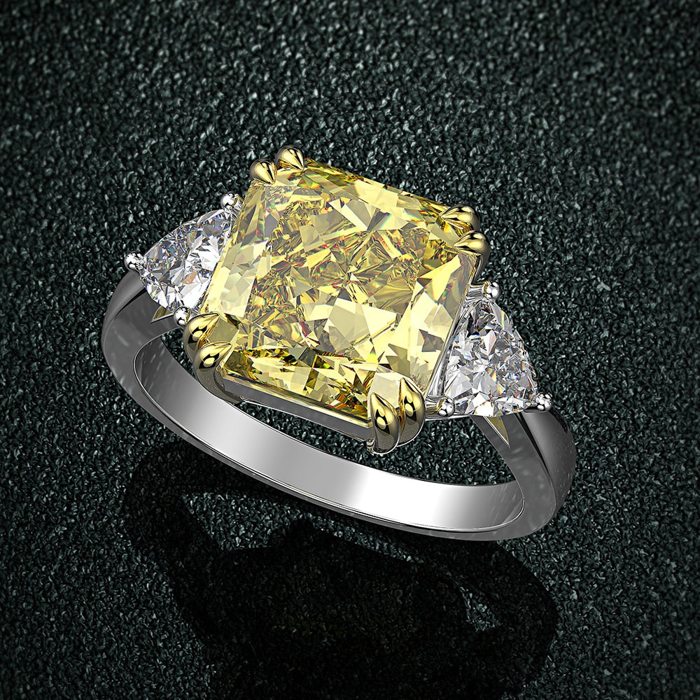 Wong Rain 100% 925 Sterling Silver Created Moissanite Citrine Sapphire Gemstone Wedding Engagement Ring Fine Jewelry Wholesale