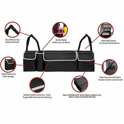 High Capacity Adjustable Car Storage Box Backseat 4 Bag Trunk Organizer Multi-use Oxford Car Seat Back Organizers Car Accesories