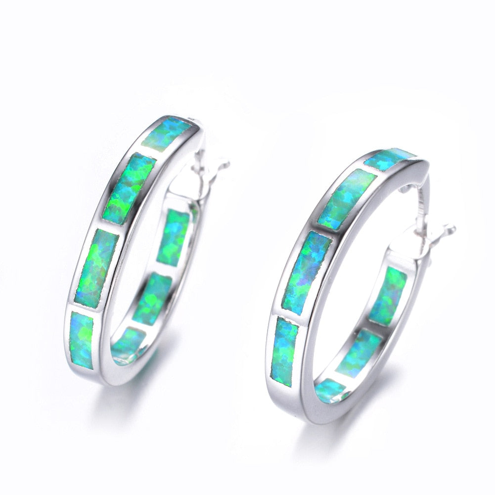 Jellystory High Quality 925 Stelring Silver Stud Earrings 24mm Circle Opal Gemstone Earrings For Women Wedding Jewelry Gifts