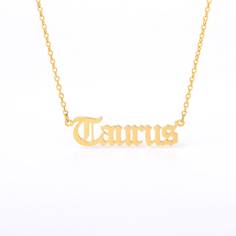 12 Zodiac Sign Letter Constellations Necklace For Women Men Virgo Leo Libra Scorpio Sagittarius Capricorn Aquarius Birthday Gift