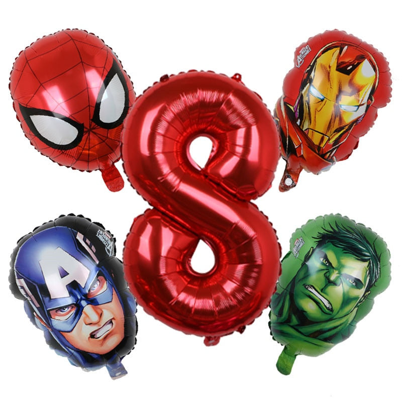 1set 3D Big Spider Super Hero Man Mylar Foil Balloon Number Foil Balloons Birthday Party Decoration Supplies Children&#39;s Gifts