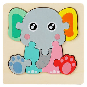 Baby Montessori Toys 3D Puzzle Cartoon Animals Vehicle Cognitive Jigsaw Puzzle Wooden Toys for Children Baby Puzzle Game Gift