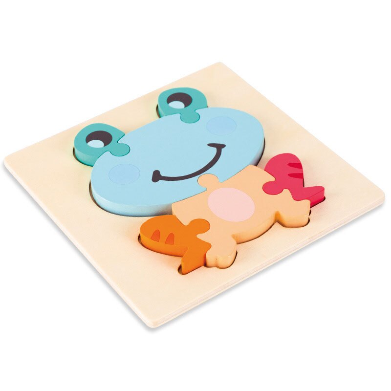 Cartoon Animals Montessori Puzzles For Kids Educational 3D Wooden Puzzle Toys Montessori Educational Toys For Children 2-5 Years