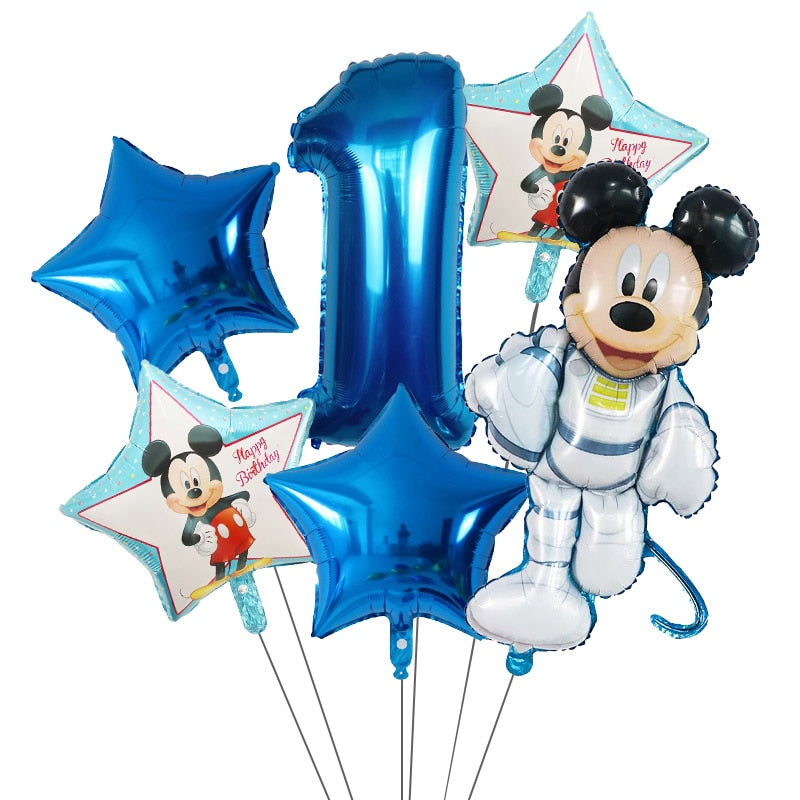 6Pcs Disney Minnie Foil Balloons Set Mickey Mouse Balloon Birthday Party Decoration Baby Shower Kids Toy Air Globos Supplies