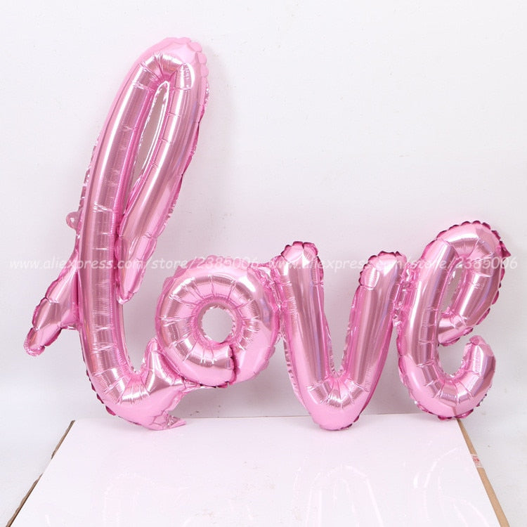 Ligatures Love Letter Foil Balloon Anniversary Wedding Valentines Birthday Party Decoration Champagne Cup Photo Props